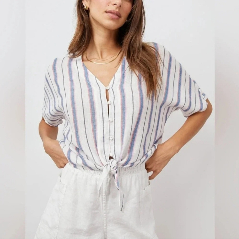 Rails Thea Tahiti Striped Linen Blend Top
